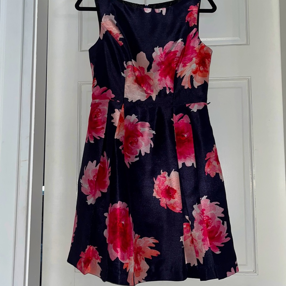 Navy blue floral dress with pockets